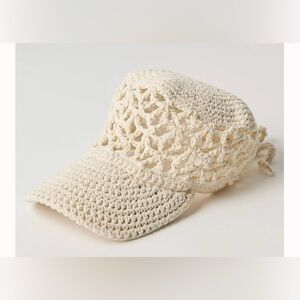 Free People Silvie Crochet Baseball Hat. NWT ivory
